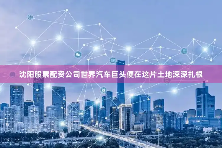 沈阳股票配资公司世界汽车巨头便在这片土地深深扎根